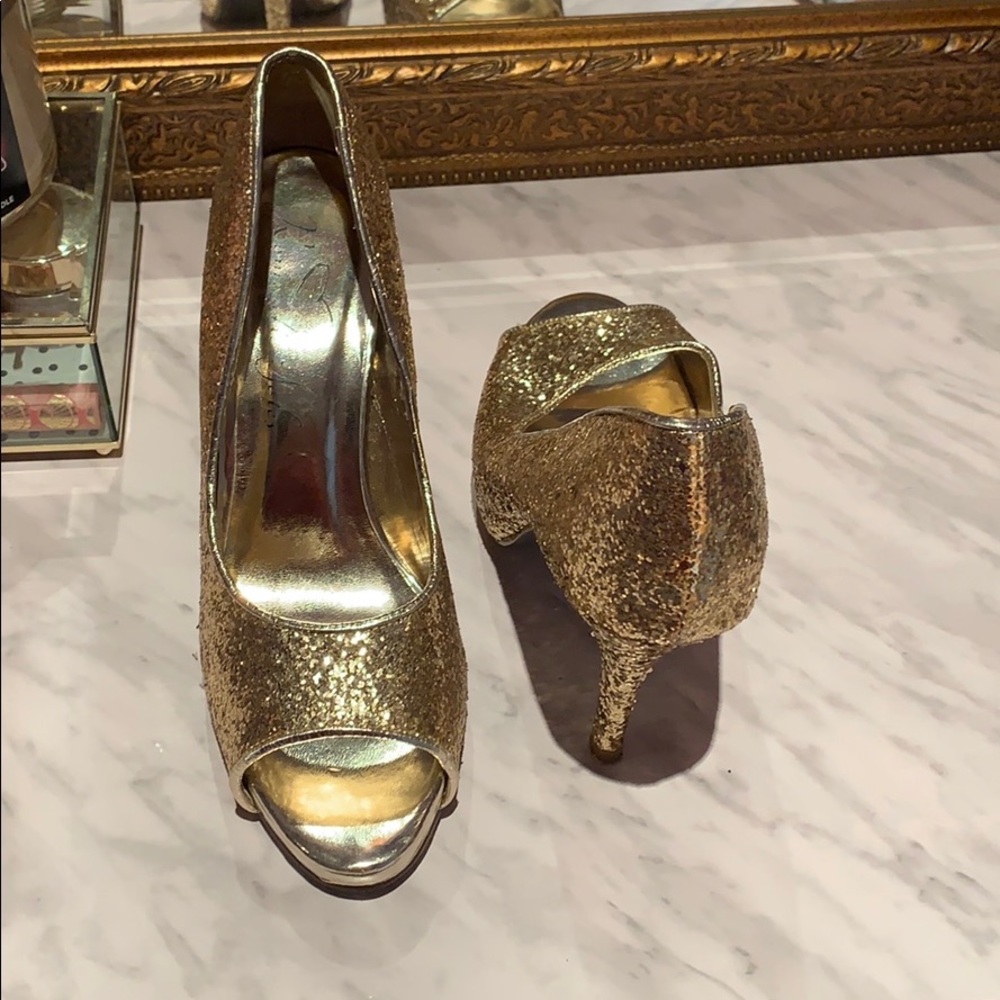 Gold sequin high heels